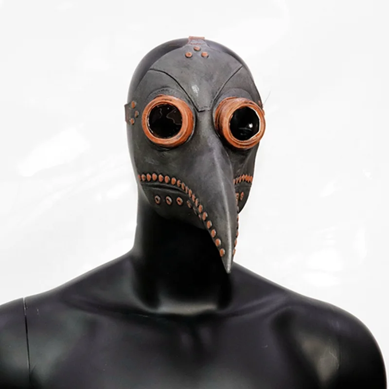 Halloween Vintage Long Nose Side Birdman Full Face Mask Steampunk Party Supplies, Horror Props Masquerade Medieval Plague Doctor