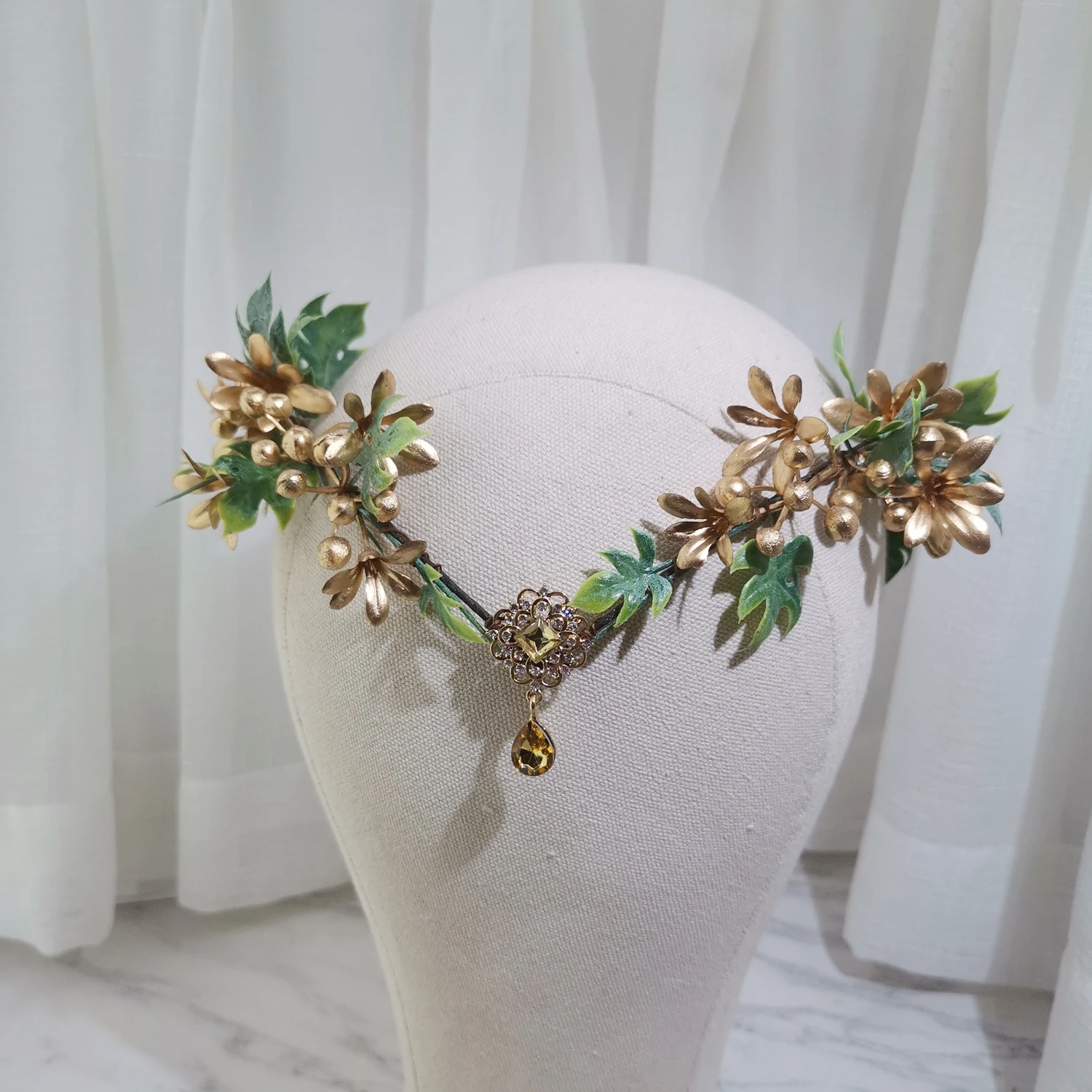 Flower Crown Gold Berries Christmas Halloween Hairband Festival Holiday Headband Wreaths For Women Decoration