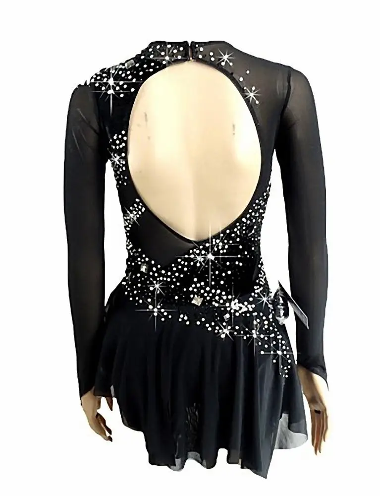 Юбки для фигурного катания женское сексуальное черное платье девушек профессиональное на коньках Одежда танцев с узорами