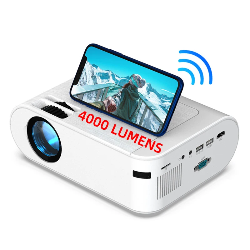 Salange P62 Projector Mini 4000 Lumens Support 1080P Wifi Wireless Mirror Screen Portable Mini Home Movie Projector