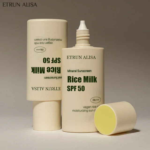 ETRUN ALISA Wholesale Vegan Rice Milk Moisturizing Sun Cream natural zinc oxide sunscreen private label no white cast