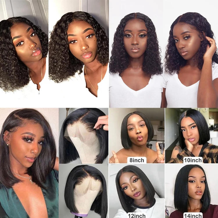 Short Human Hair 13x4 Lace Front Bob Wig, Brazilian Short Bob Wig For Black Women, 8-14 Inch Bob Cut Lace Wig Human Hair