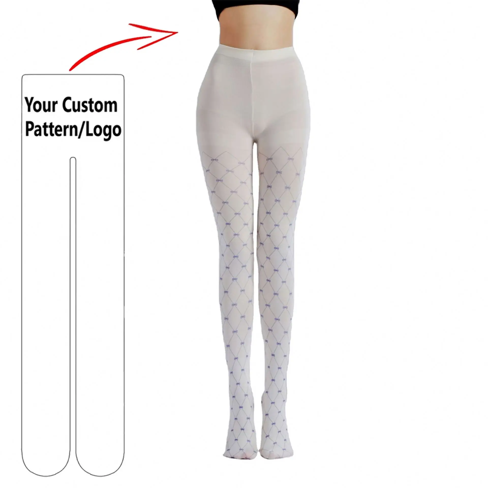 Custom Printed Rhombus Fashion Bottling Socks Mesh Pantyhose