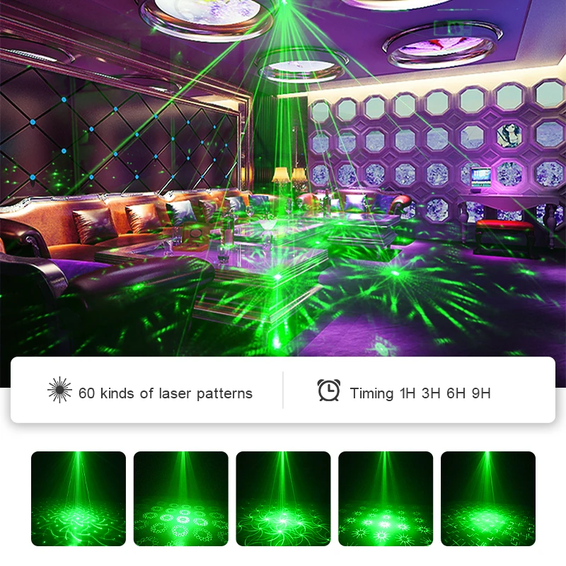 Portable USB Mini Night Club Laser Light Sound Activated Animation Led Disco Party Light With Remoter Red Light Laser For Event