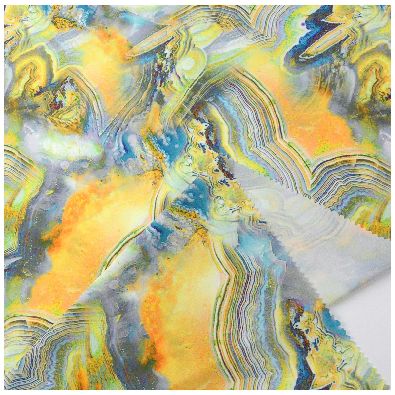 Digital Floral Design Custom Printed Satin Stretch Silky Silk Like Polyester Satin Fabric for Dresses