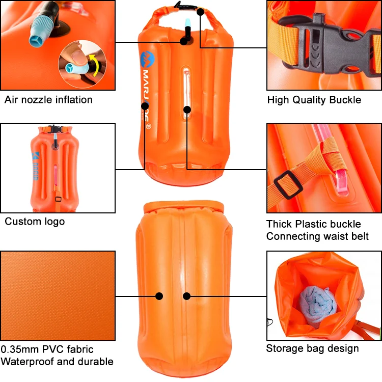 Inflatable Safety Float Adjustable Waist Belt Drybag Swim Buoy bagTriathletes Open Water Swimming Safe For Training Kayaking