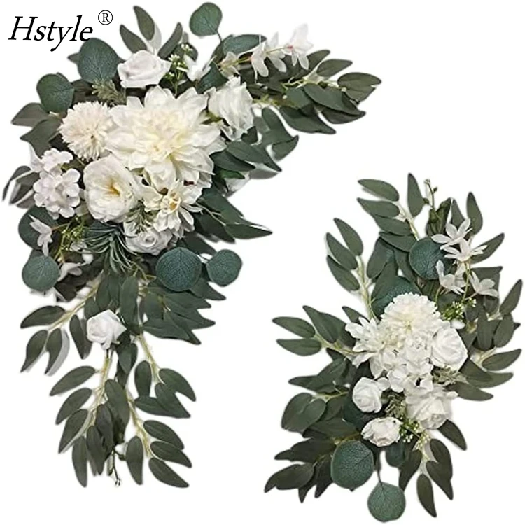 Artificial Flower Swag Wedding Arch Flowers - Set of 2 Rose Flower Swag for Wedding Party Welcome Ceremony Signs HS1395