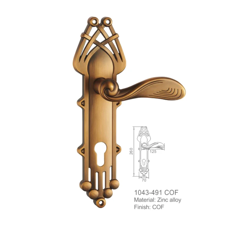 High Quality European Zinc Alloy Luxury Entrance Door Plate Handle for Wooden Door