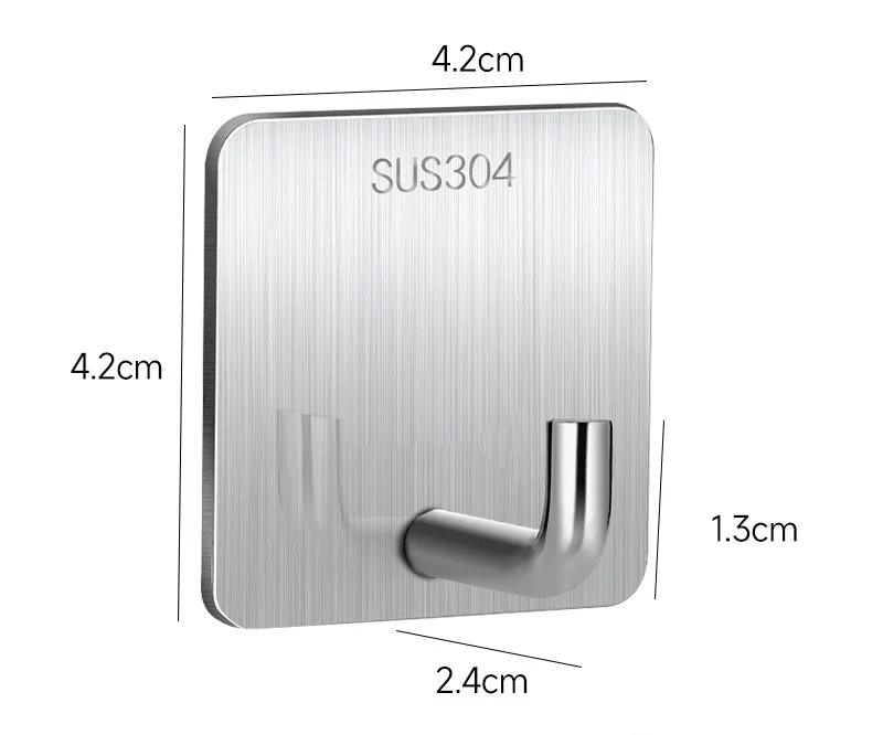 Stainless Steel Waterproof Strong Adhesive Door Back Coat Hooks Elephant Nose Hooks No Punch Home Use