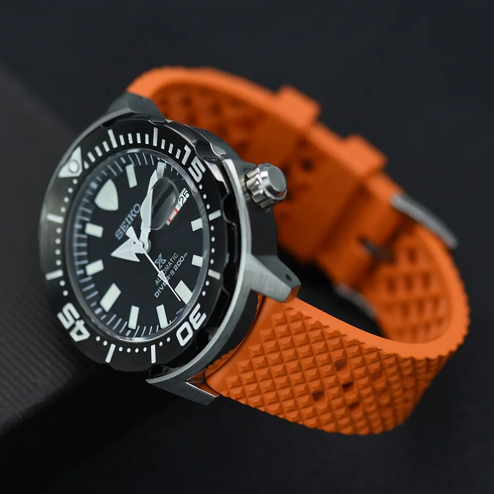 Honeycomb Military Sports Waterproof Tire FKM Fluorine Rubber Watch Band Replacement Straps with Quick Release Spring Bars