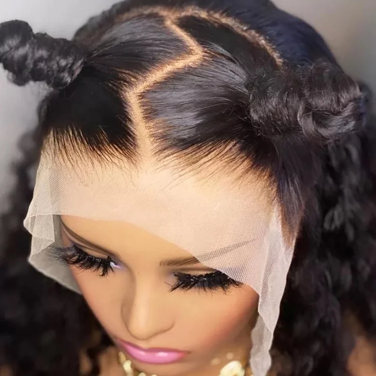 Парик с кудрявыми человеческими волосами, прозрачный парик на сетке, с детскими волосами, парик на сетке спереди, парики на сетке без клея