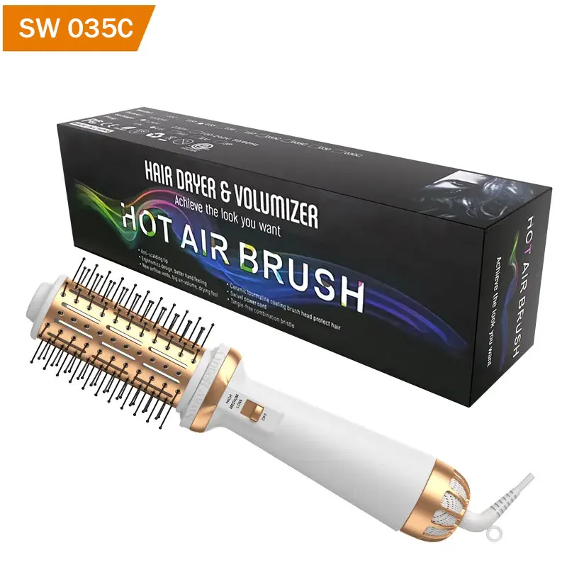 035 OEM Custom Hair Dryer Brush Straightener Comb Cheap Hot Air Brush Styler 3 in 1 Hair Blower Hair Dryer Brush