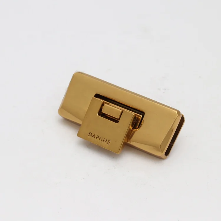 High Quality Bag Hardware Gold Nickel Metal Turn lock Automatic Twist Lock luggage zipper lock