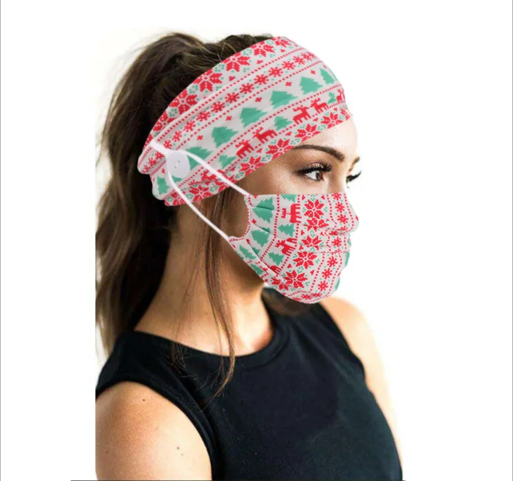 
hot sell Christmas elements Fashion Hair Band for woman Headband face guard Fitness Yoga Sports Turban 