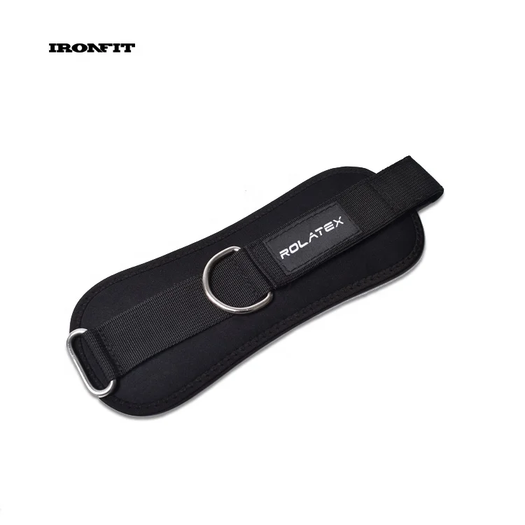 Black Neoprene Padded Custom Logo Dual D Rings Ankle Straps