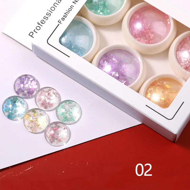 Nail Art Magic Mirror Powder Set Aurora Opal Iridescent Cloud Brocade Snow Flock Icy Scales for Dreamy Highlight Glitters Set