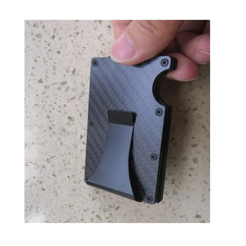 Custom carbon fiber money clip Men wallets Thin Slim Minimalist Pocket RFID Real Forged Carbon Fiber Card holder for amazon sell