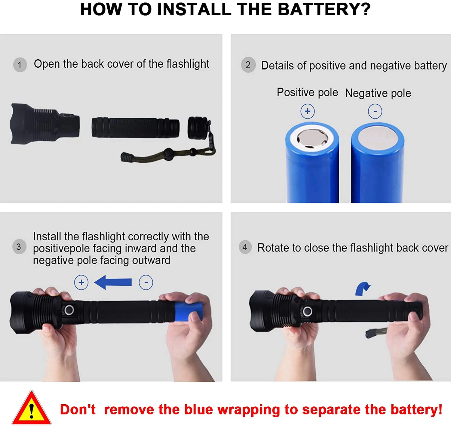 LED Flashlight High Lumens Tactical Flashlights Super Bright Water Resistant 26650 Battery USB Rechargeable Torch Light