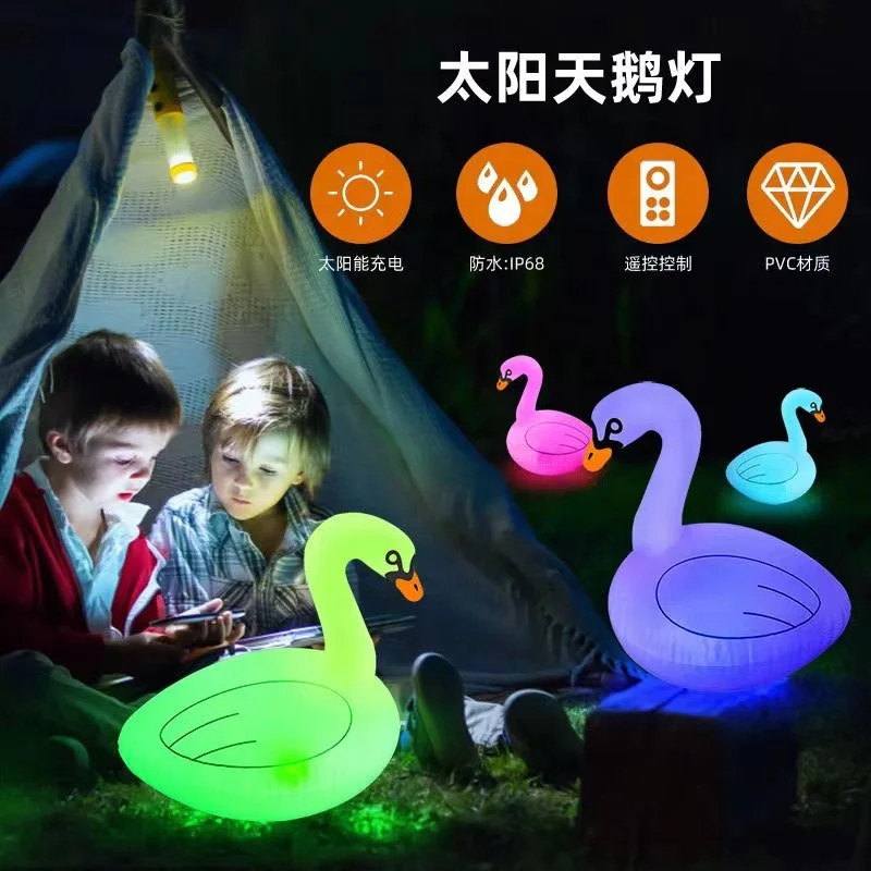 factory supply new style funny solar durable swan for pool party lighting inflatable animal toys for children