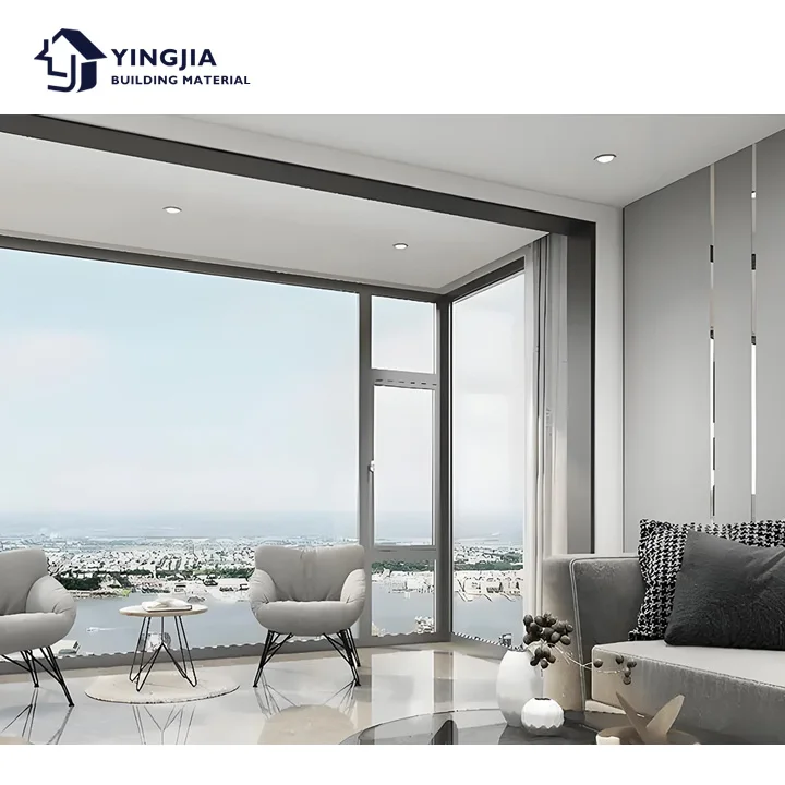 Ying Jia Thermal Break Aluminum Casement Window Modern Double Tempered Glass Swing Doors and Windows