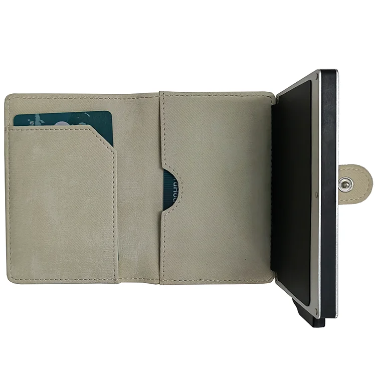 Factory Design Business Card Holder Leather Wallet Fashion Automatic Pop Up Rfid Card Holder