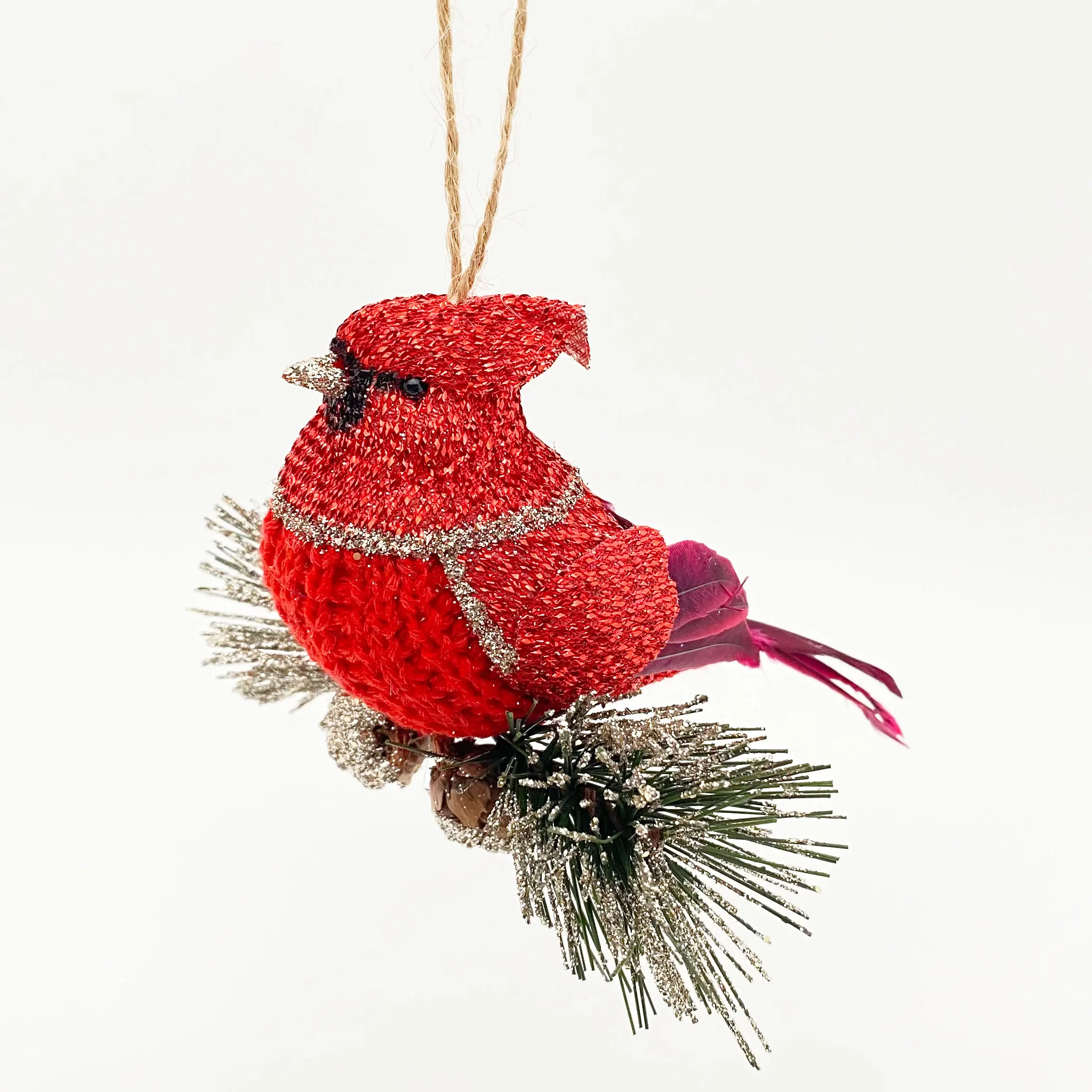 2023 new design artificial cardinal  bird on pine needle