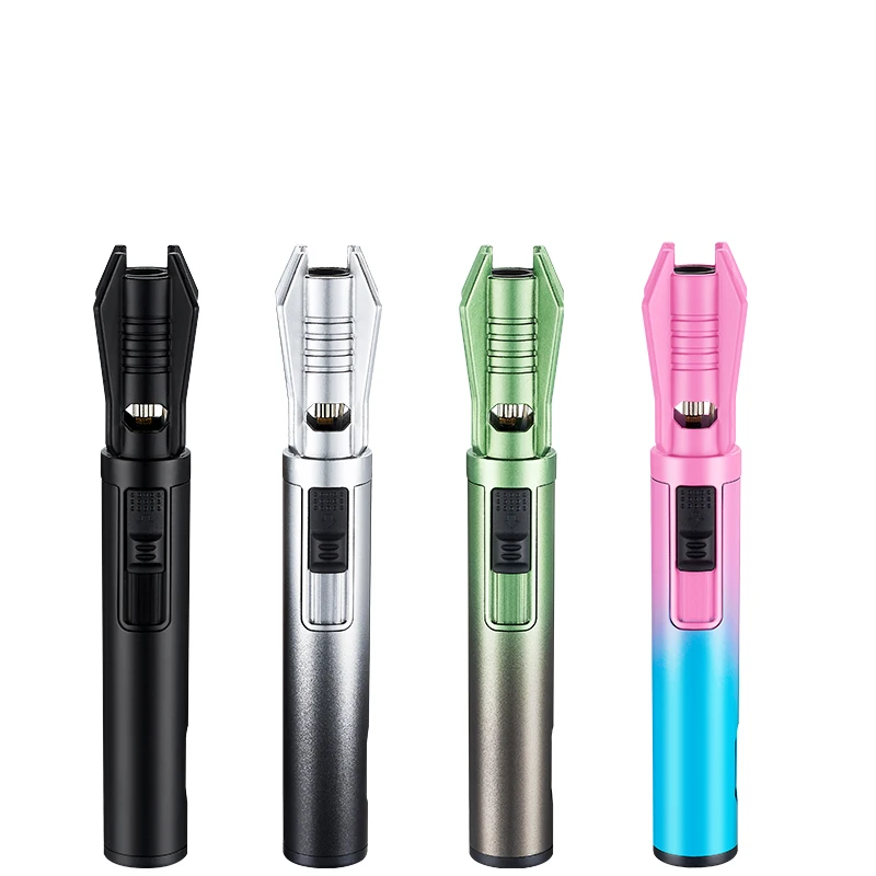 2024 Business Gift Creative Clip - Pocket-Sized Torch Fire Torch Butane Gas Jet Cigar Windproof Lighter