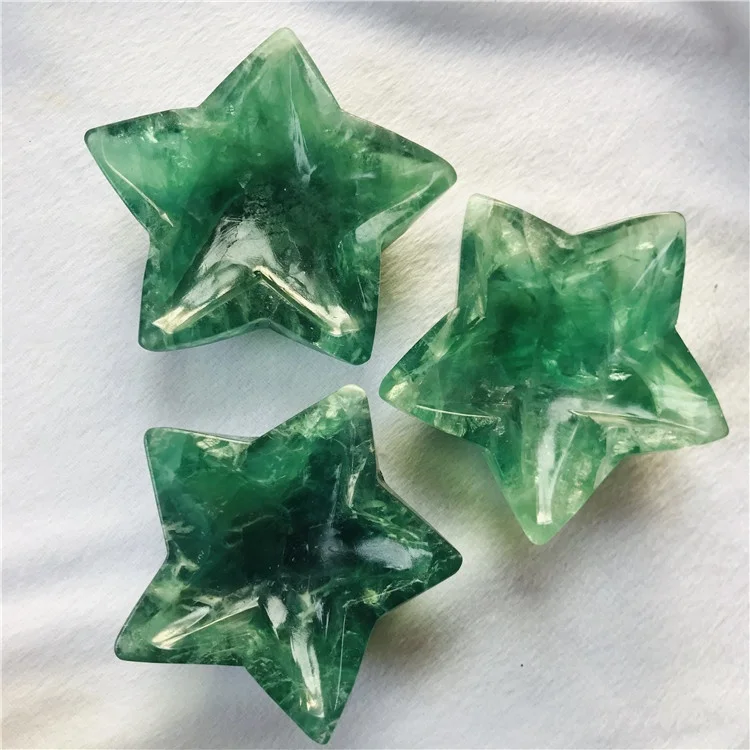 Wholesale Natural Hand Carved  Quartz Crystal Bowls Green Fluorite  Ashtray for  Decoration