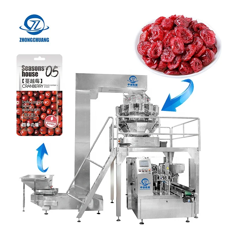 200g 500g 1kg Snack Peanuts Conveyor Belt Zipper Pouch Doypack Premade Bag Packing Multihead Weigher Machine