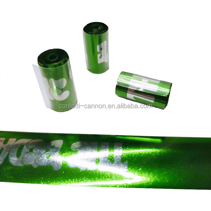Green metallic streamer custom for concert mylar streamer 3cm*10m print worlds on confetti