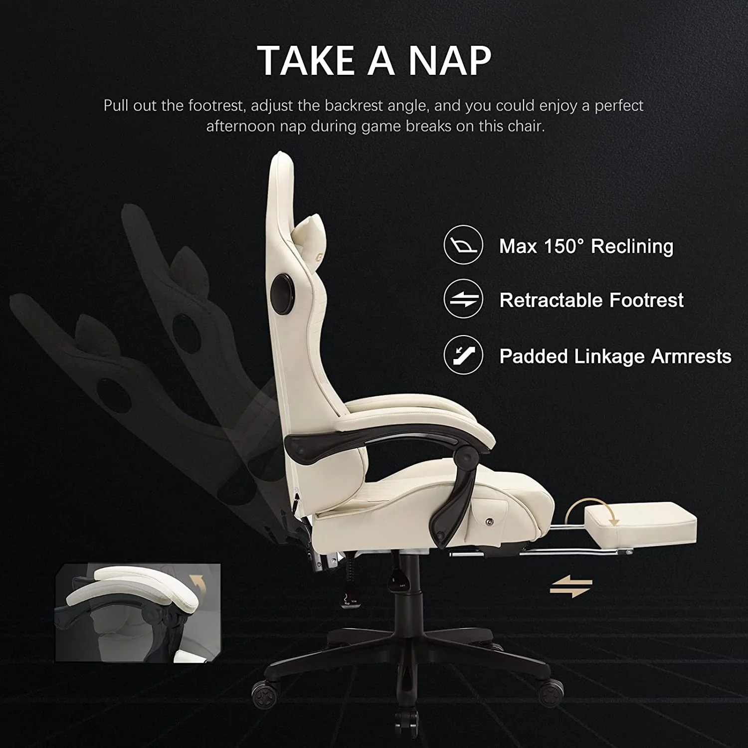 Best Selling Cheap Sale Hot Bluetooth Ivory Cadeira Sillas Gamer Player Memory Foam Pillow Office Gaming Chair with Speakers