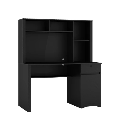 Hot-selling Computer Bookshelf Desk, Wooden Executive Desk with Drawers, 3 Power Sockets and 2 USB Charging Ports.