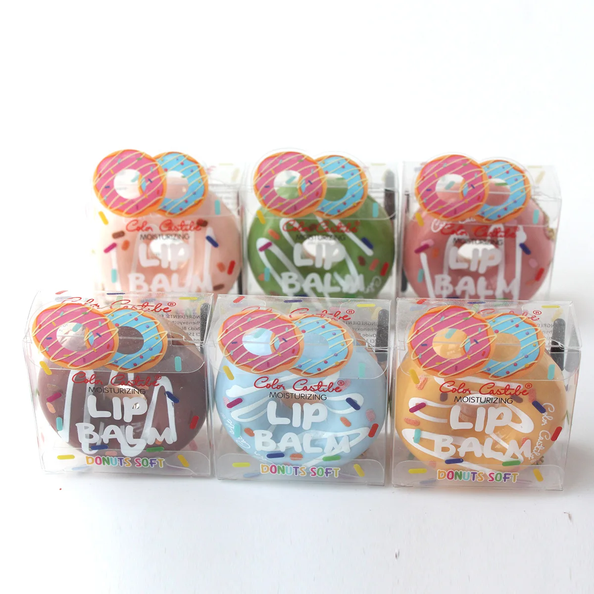 24 Pieces/Box Donut Lip Balm 6 Color High Quality Cute doughnut Lip Gloss Super Long Lasting Lipstick Beauty Cosmetic Set