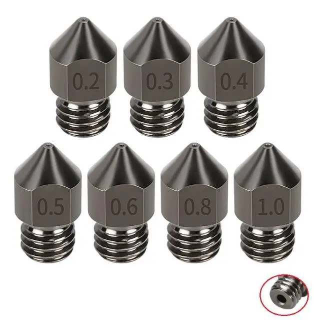 Twotrees MK8 Hardened Steel Nozzles 0.2 0.3 0.4 0.5 0.6 0.8 1.0mm M6 Thread 1.75MM Filament for 3D printers