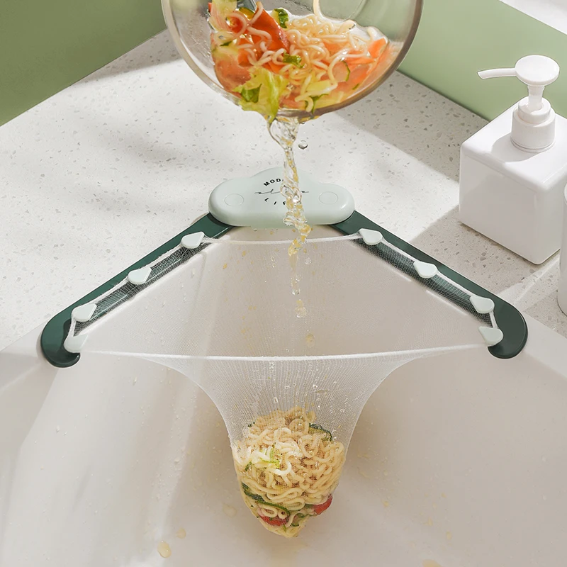 Adjustable Kitchen Sink Filter Soup Multifunctional Triangle Drainage Rack Hanging Net Drain Basket Special Filter Leftovers