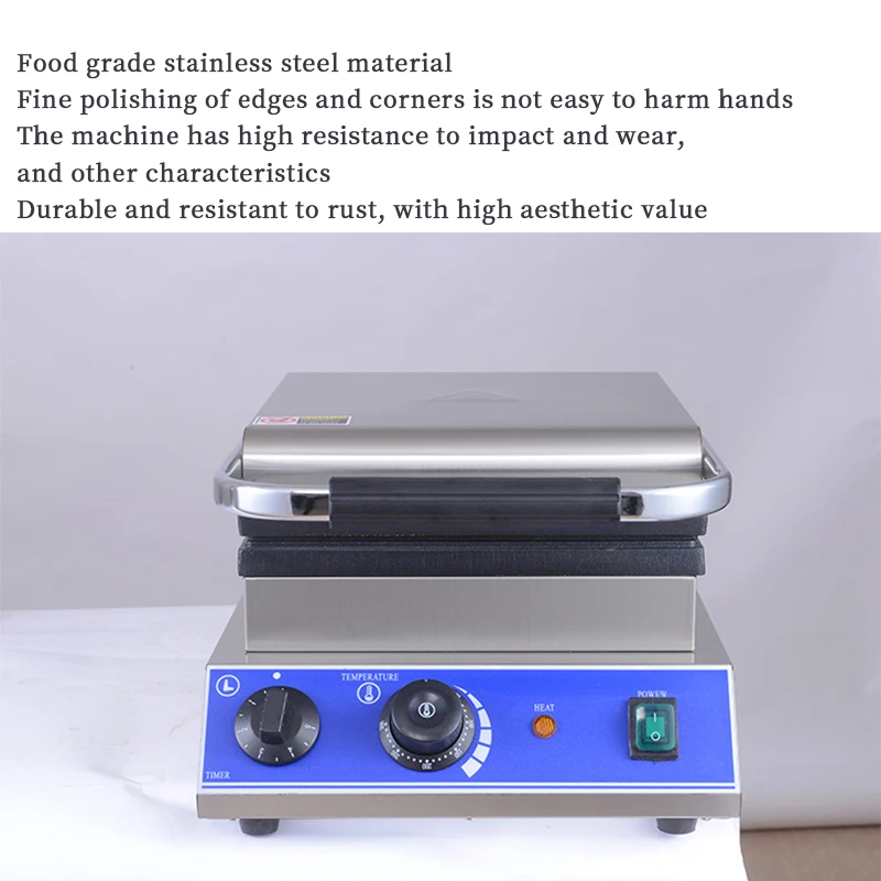 Commercial electric heating large grid waffle oven and muffin machine square grid computer version snack machine