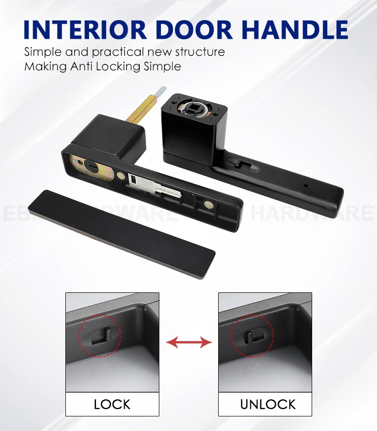 Magnetic System Interior Door Aluminium Alloy Magnetic Door Lock With Hidden Key Hole Lever Handle Wooden Door Lock