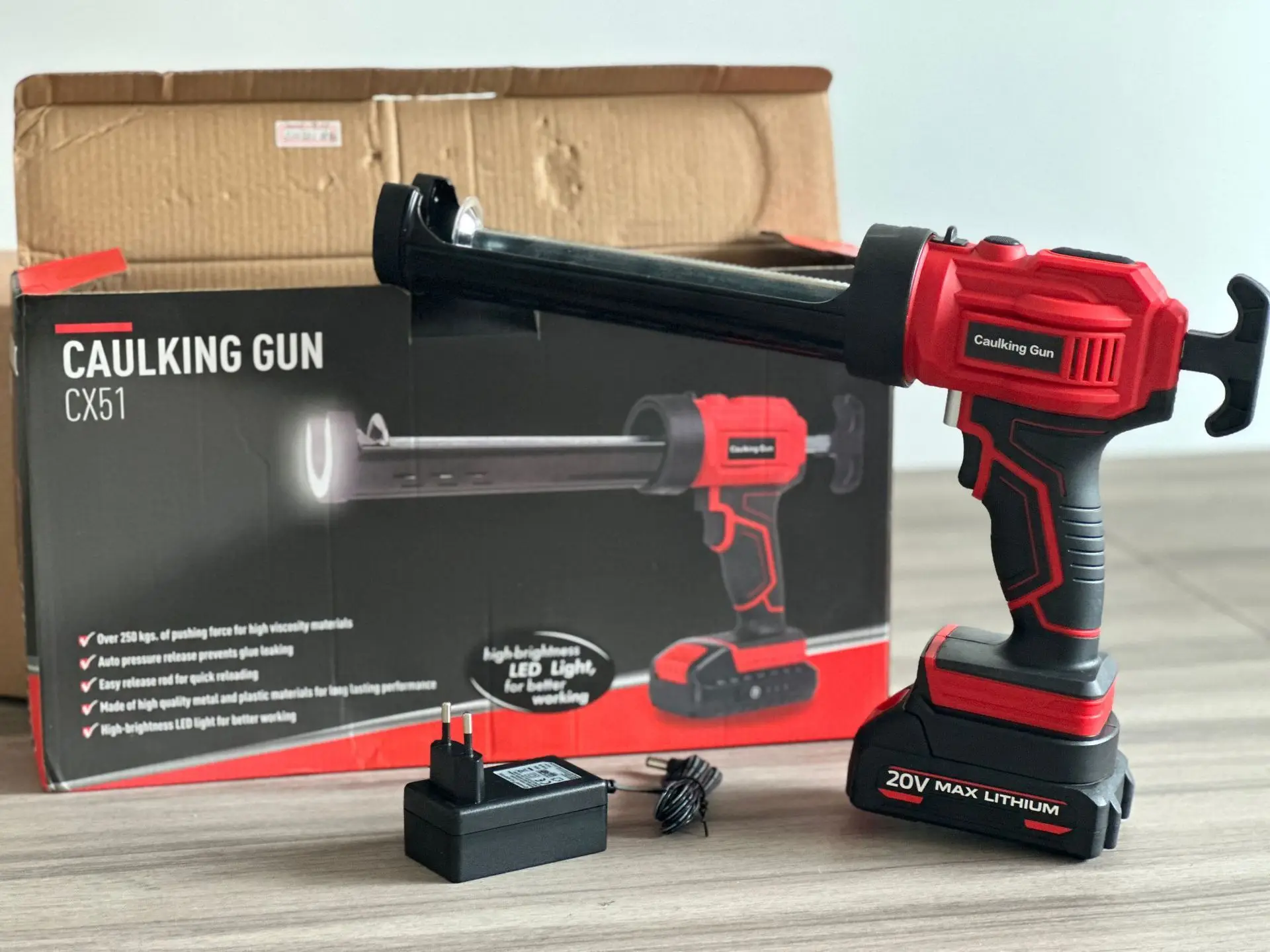 Electric Cordless Caulking Guns with LED British & American Standard Chargers Power Caulking Tools