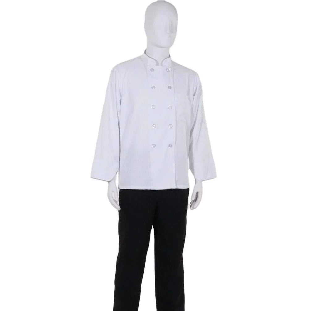 HQ White black spun polyester Unisex Short long Sleeve Chef Coat Jacket uniform with button for man and women chef work