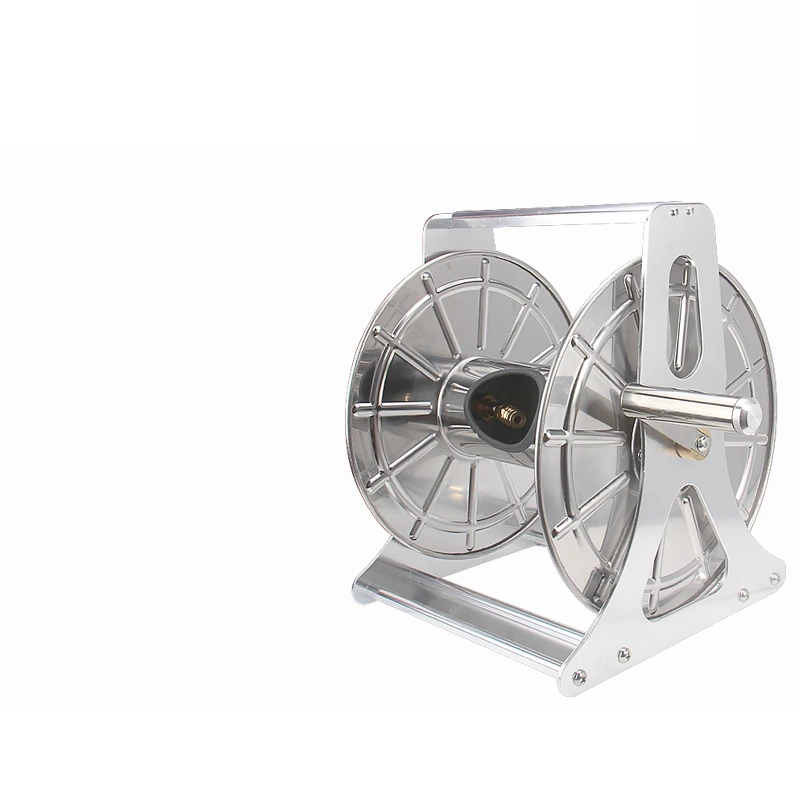 Lingzhen Car wash water pipe storage rack Tools Hand Held Stainless Steel Metal Hose Reel