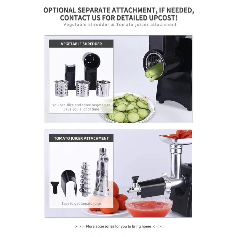 Factory Customizable Meat Grinder with 3 Stainless Steel Plate Sausage Stuffer Maker Meat Mincer Manufacturer