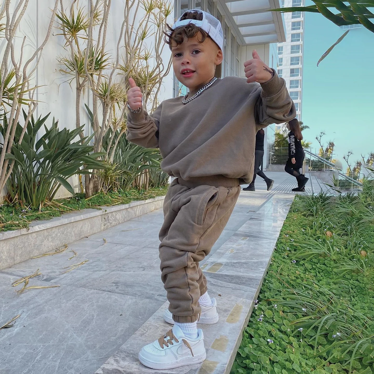 Wholesale Kids Sweatsuits Jumper Jogger Clothing Sets Oversize Sweater Girl Boy Kids Fall Winter Outfits