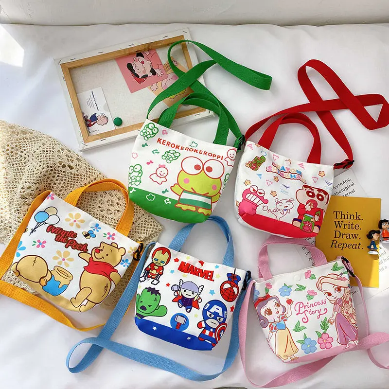 Wholesale Cartoon Cute Melody Marvel Mouse Princess Elsa Canvas Tote Handbag Shopping Bag Large Capacity Shoulder Bag For Kids