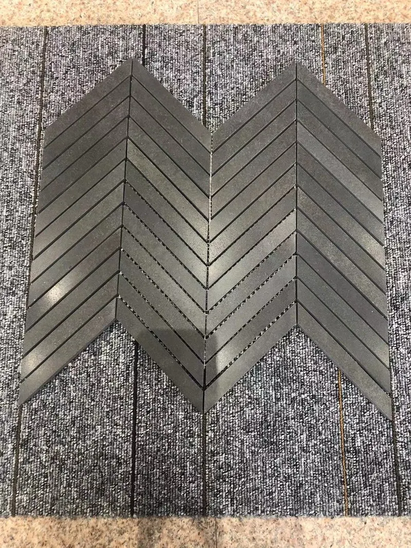 Honed ashes black basalt herringbone mosaic tile for wall and flooring