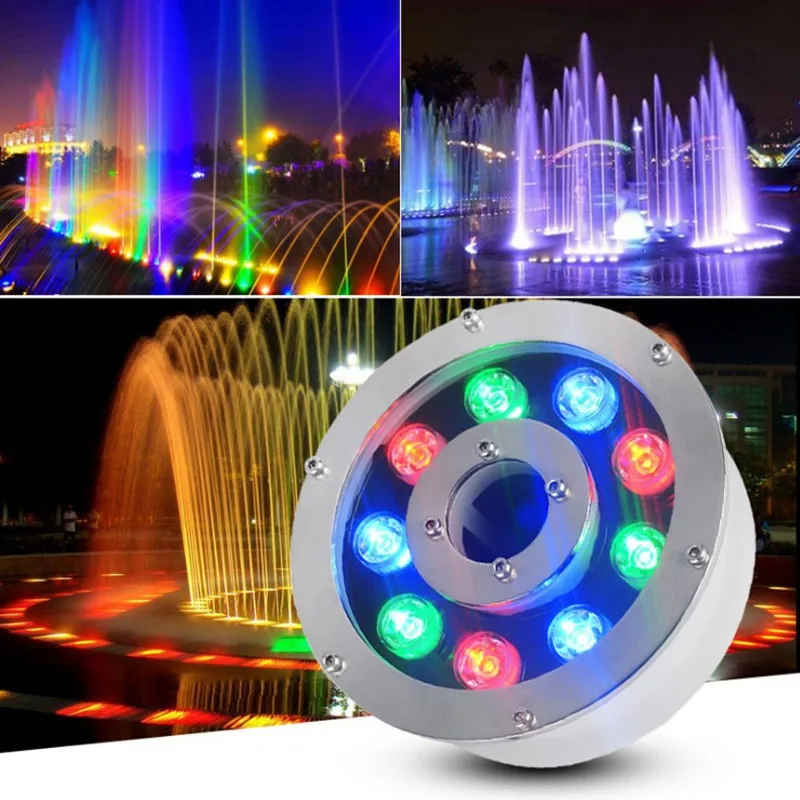 OEM 12V 6W DC водонепроницаемый DMX512 RGB погружной 4 дюймовый беспроводной светодиодный сопло фонтана кольцо фонарь для подземного мини IP68