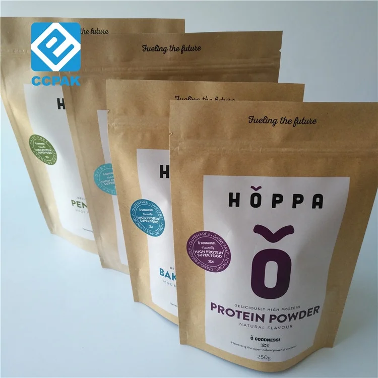 70g 100g Brown Kraft Paper Tea/Coffee/Spice/Powder Stand up ziplock Packaging Food Bag Pouch