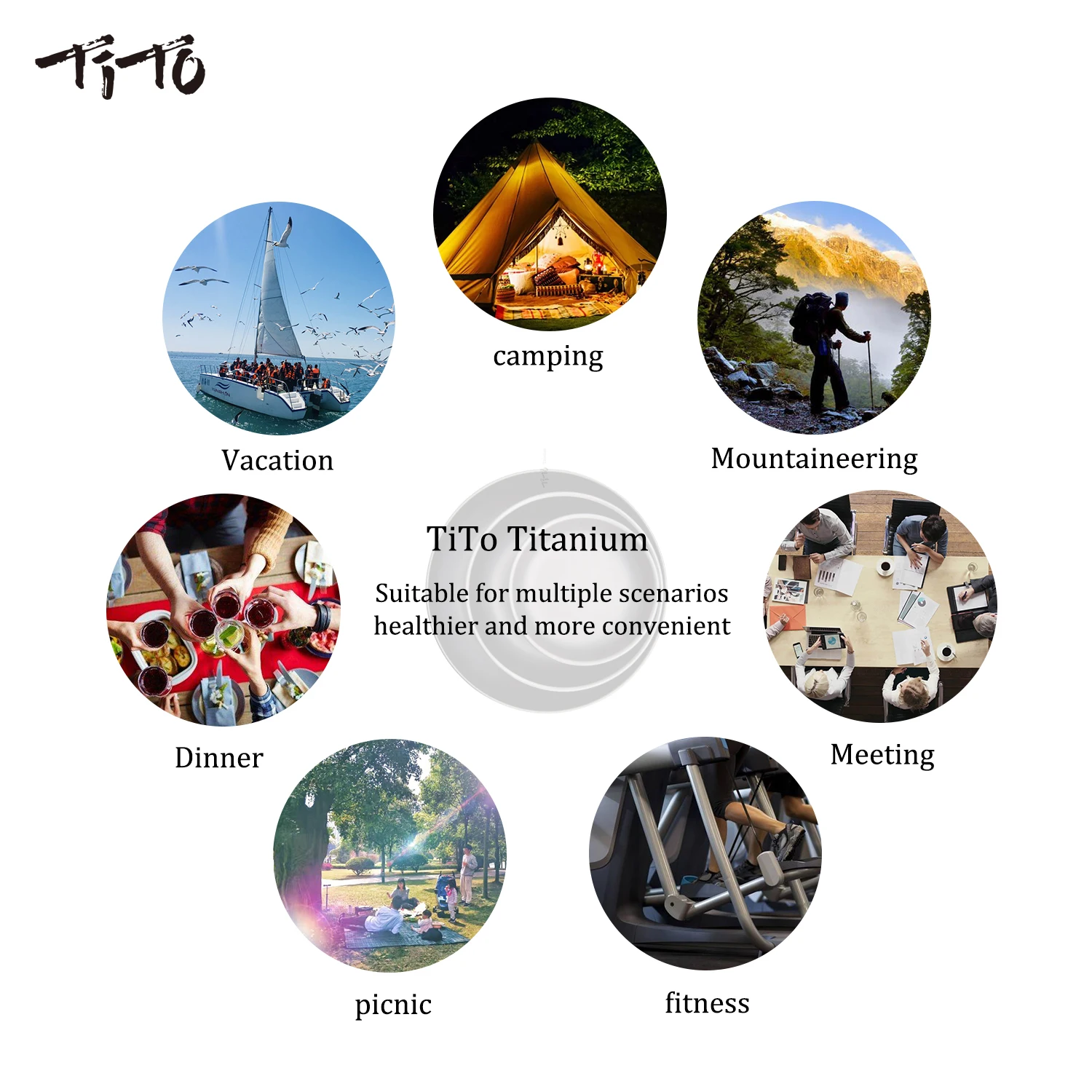 Tito Pure Titanium Baking Dishes Outdoor Cookware Pot Use for Camping Stove Cooking Utensils BBQ Charcoal Fire Pan Set Metal