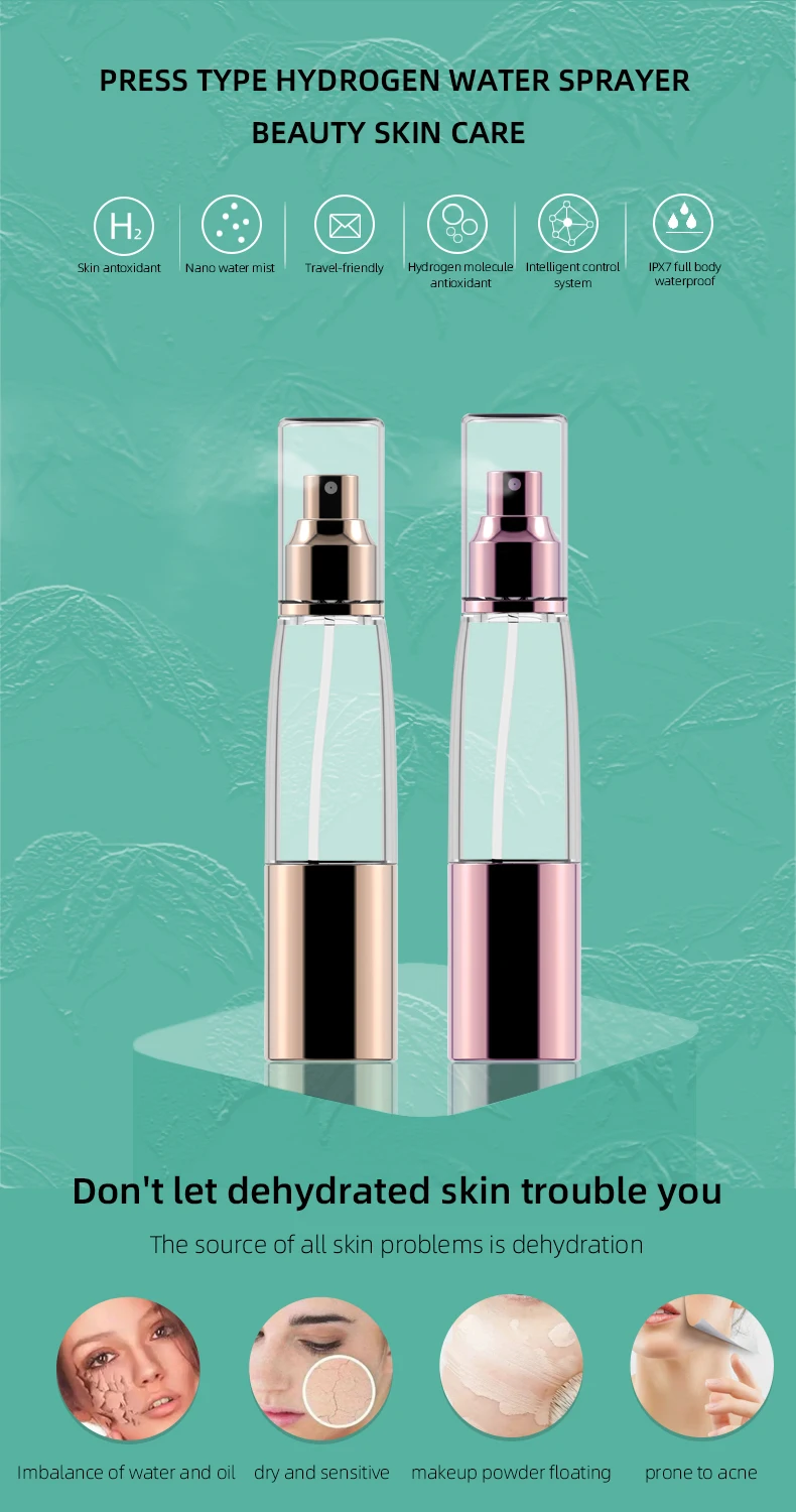 Newest Fashion Skin Care Mini Design Hot Sale Rechargeable Low Price  Press Style Hydrogen Water Vaporizer