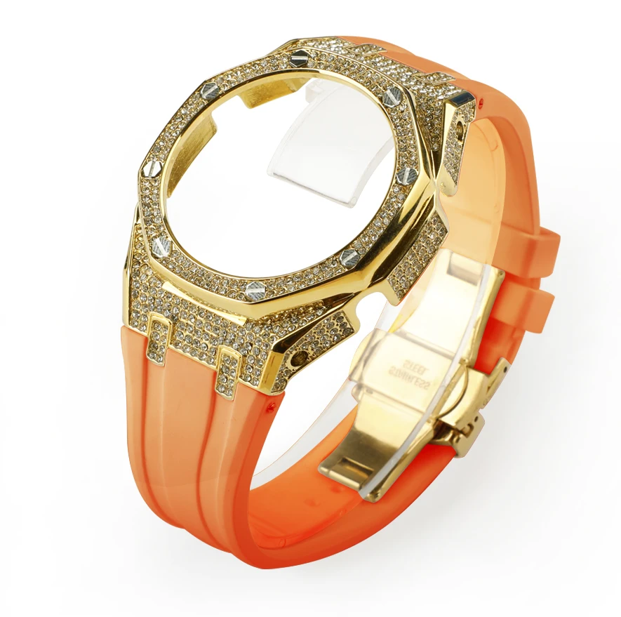 Compatible with G SHOCK GA-2100  Luxury Diamond case+ rubber strap resin watch band watch replacement