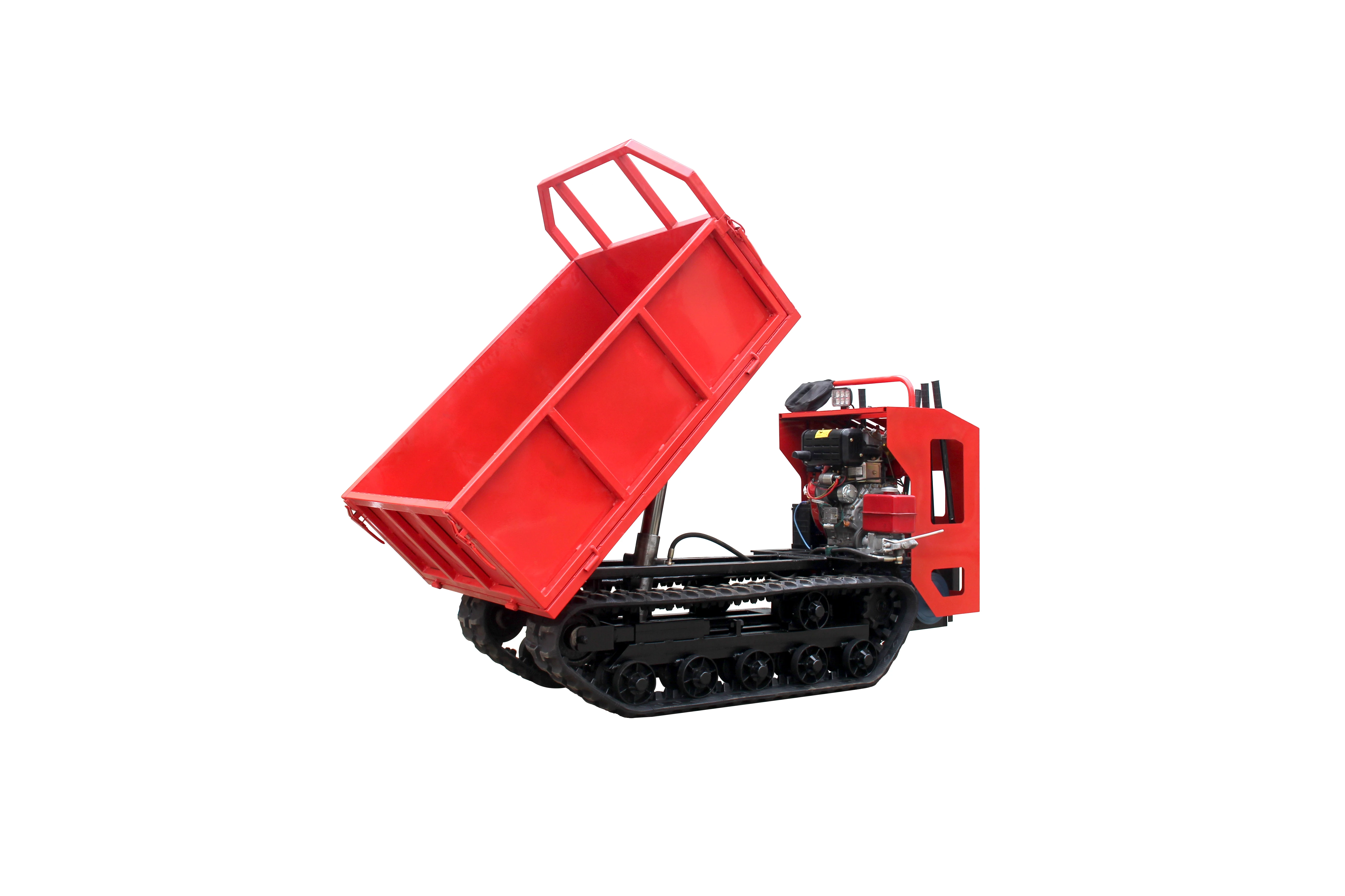 06-186 Mini Crawler Dumper Trucks Rubber Track 1 Ton Crawler Transporter Dumper Walking Cargo Truck